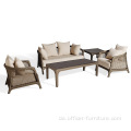 Moderner Innenhof Rattan Outdoor Sofa Stuhl Kombination